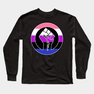 Black Lives Matter Fist Circled LGBTQ Flag Genderfluid Long Sleeve T-Shirt